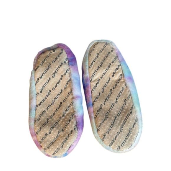 Snoozies Purple Multi-Color Tie Dye Furry Slip On Slippers Women Sz 6 - Picture 4 of 6